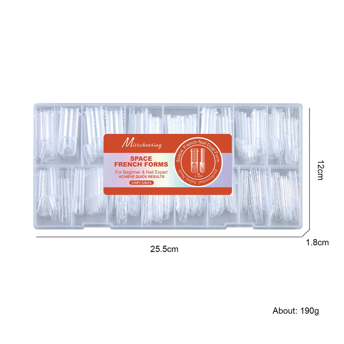 150pcs Dual Form Nail Extension Set – Clear French Tips
