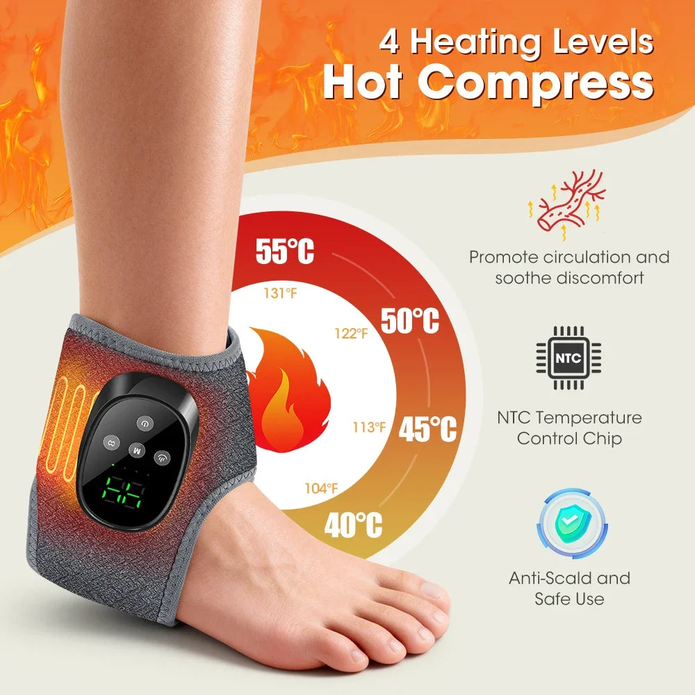 Hailicare Cordless Heated Ankle Massager – 4 Heat & Vibration