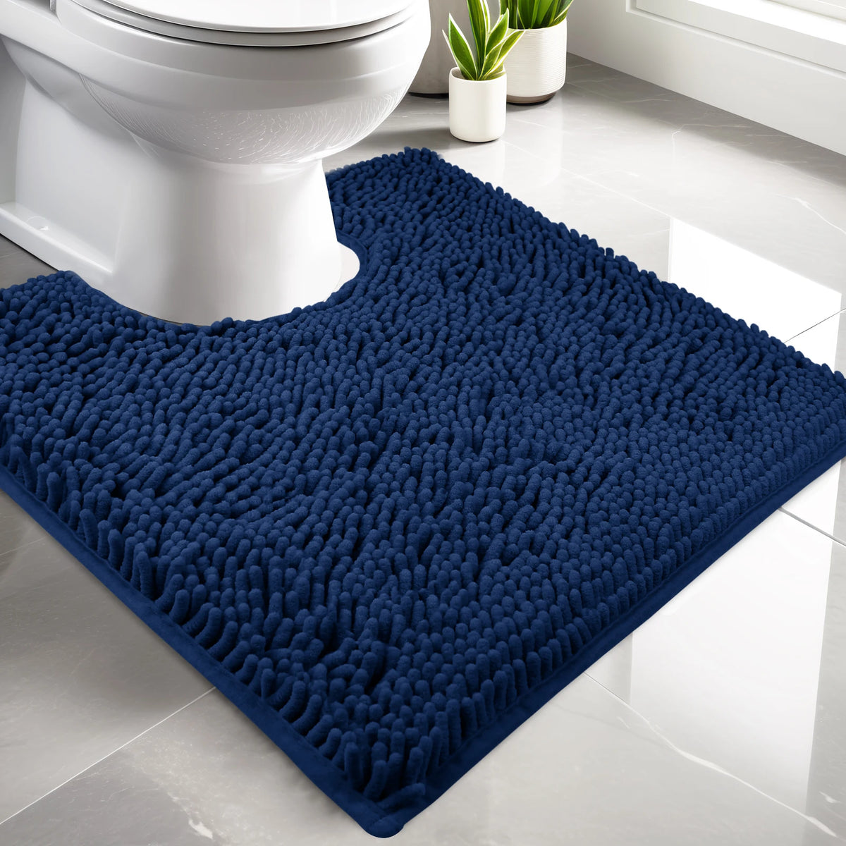 U-Shape Toilet Mat Non-Slip Shaggy Microfiber Bath Rug