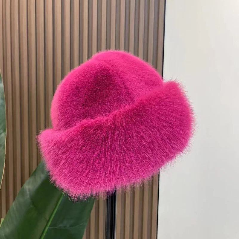 Women's Faux Fox Fur Winter Hat – Windproof Ear Warmer Ski Cap