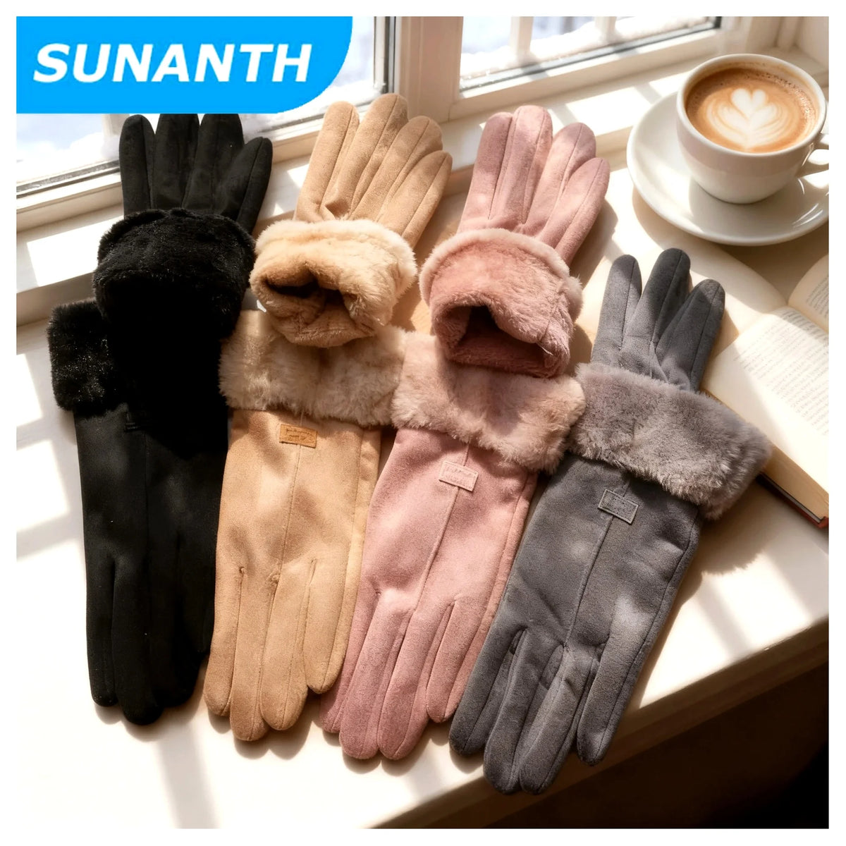 Touchscreen Winter Mittens – Warm Fleece Suede Gloves Unisex