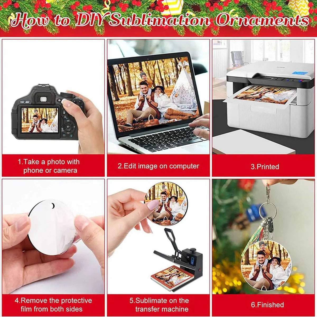 140-Pc Round Sublimation Ornament Blanks – DIY Christmas Decor