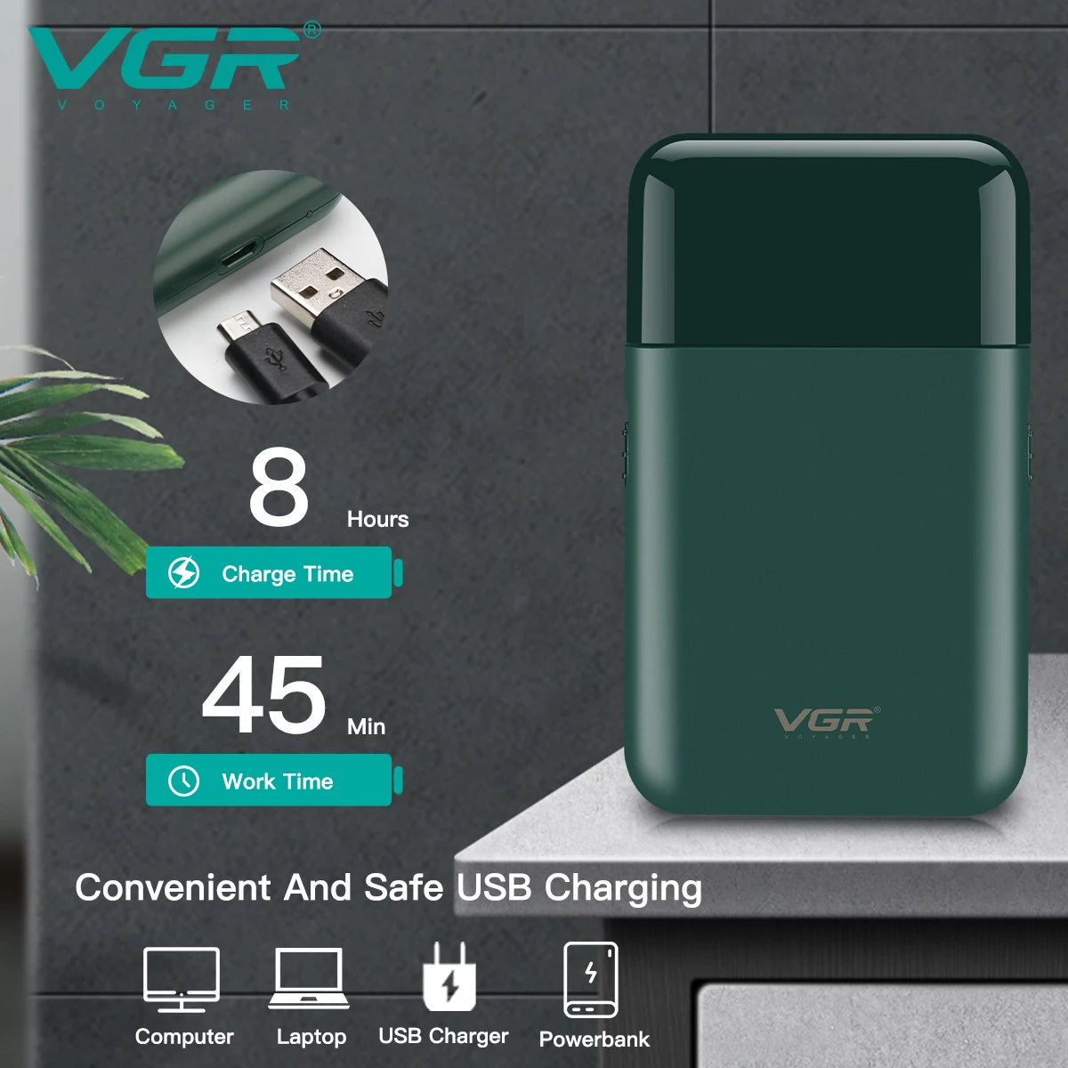 VGR V-390 Mini Electric Shaver & Beard Trimmer for Men