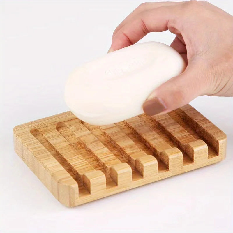 Bamboo Self-Draining Soap Dish – Minimalist Bathroom Soap Rack
