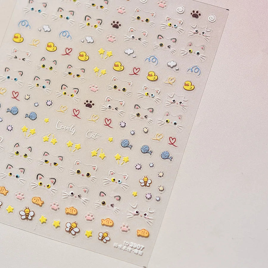5D Embossed Teddy Bear Nail Art Stickers – DIY Manicure Decals
