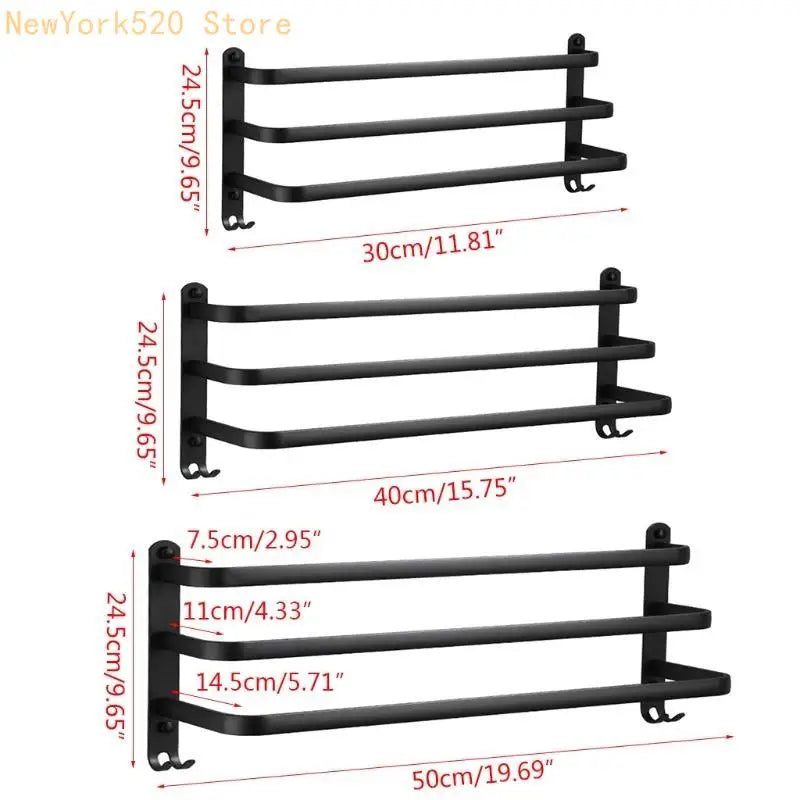 3-Layer Wall Mounted Towel Rack – Space Aluminum Bathroom Shelf