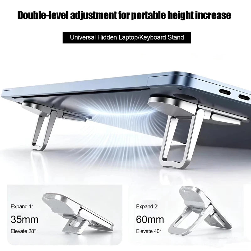 Folding Laptop Stand & Keyboard Tilt Riser – Metal Desk Base