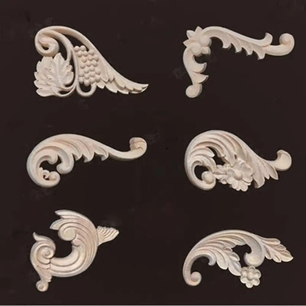 Floral Wood Carved Corner Appliqués – Wall & Door Decoration
