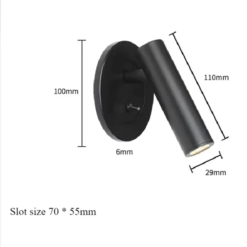 LED Embedded Wall Reading Lamp – Adjustable Angle Bedside Light