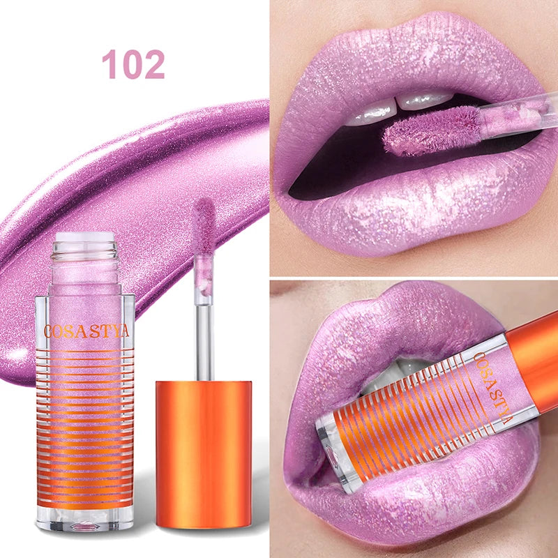 Metallic Glitter Lip Gloss 6 Shades – Waterproof & Long-Lasting