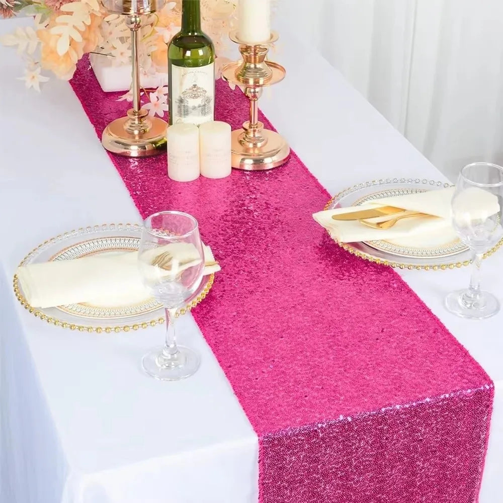 Sequin Table Runner 180x30cm Glitter Metallic Party Décor
