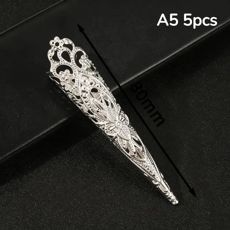 5Pcs Gold Metal Finger Nail Guards for Dance & Cosplay