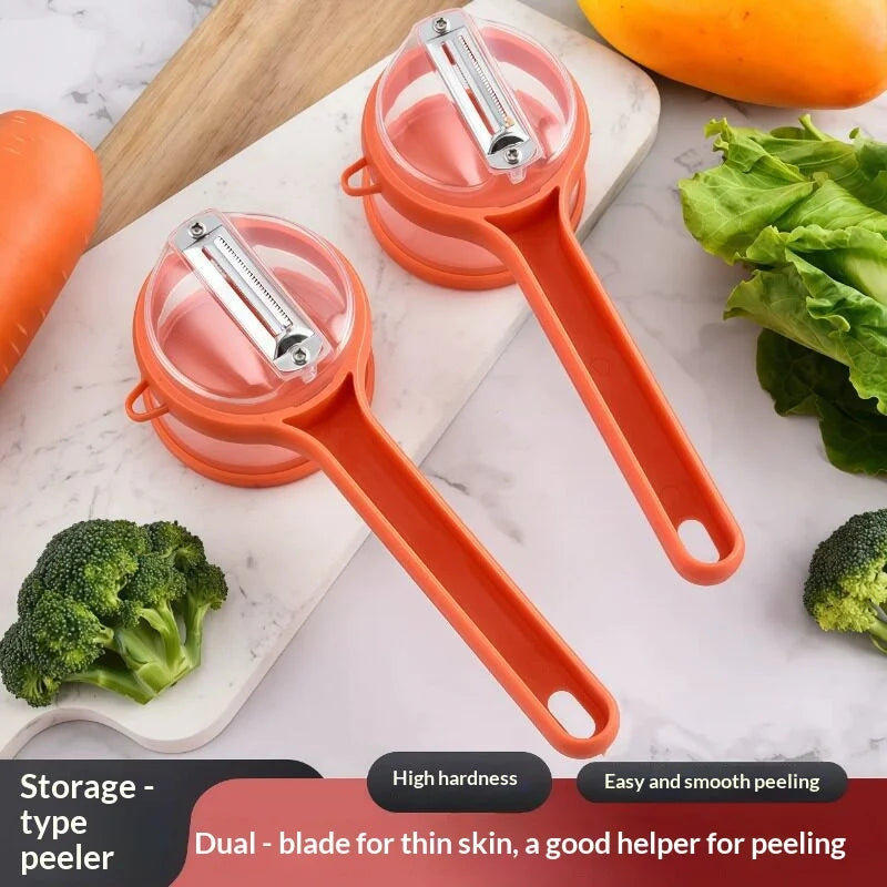 Vegetable Peeler with Storage Container – Stainless Steel Blade