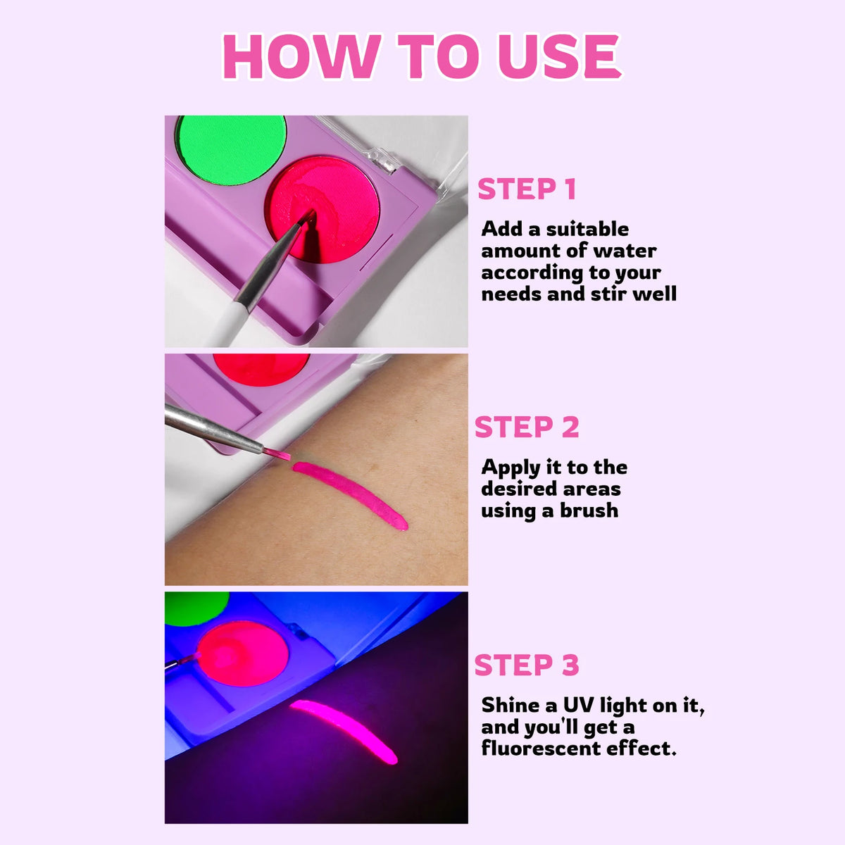 UV Neon Glow Face & Body Paint Set – 5 Fluorescent Colors
