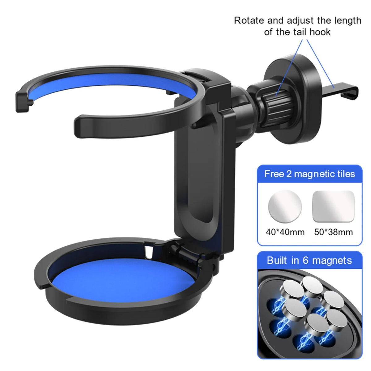 Collapsible Car Vent Cup Holder with Phone Mount | Universal
