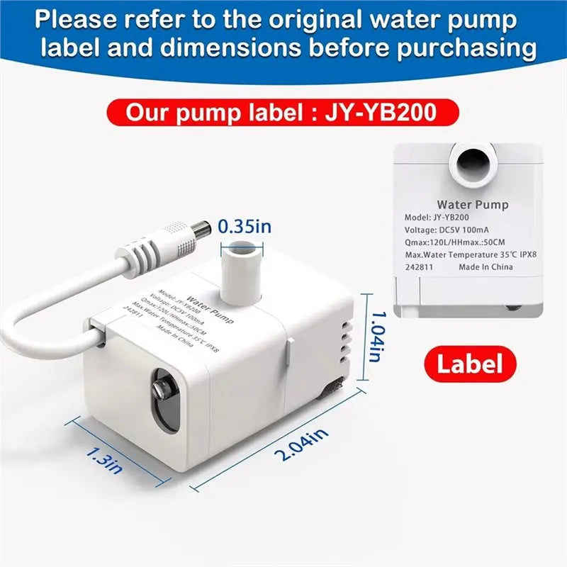 Ultra Quiet Replacement Pump for 2.2L/3.2L Cat Water Fountain