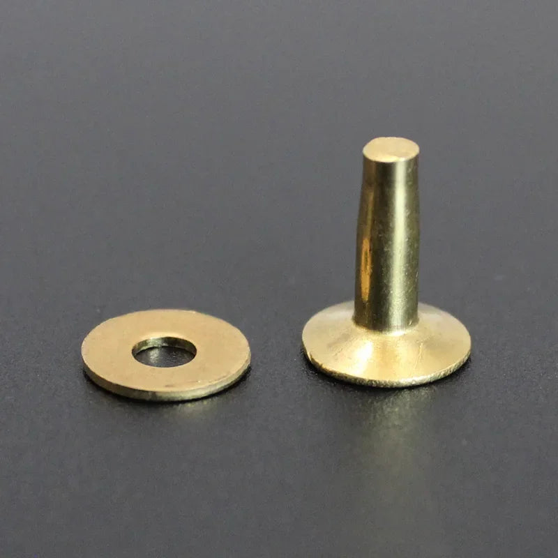 100Pcs Solid Copper Brass Rivets 9mm Cap 12mm Shank Leather