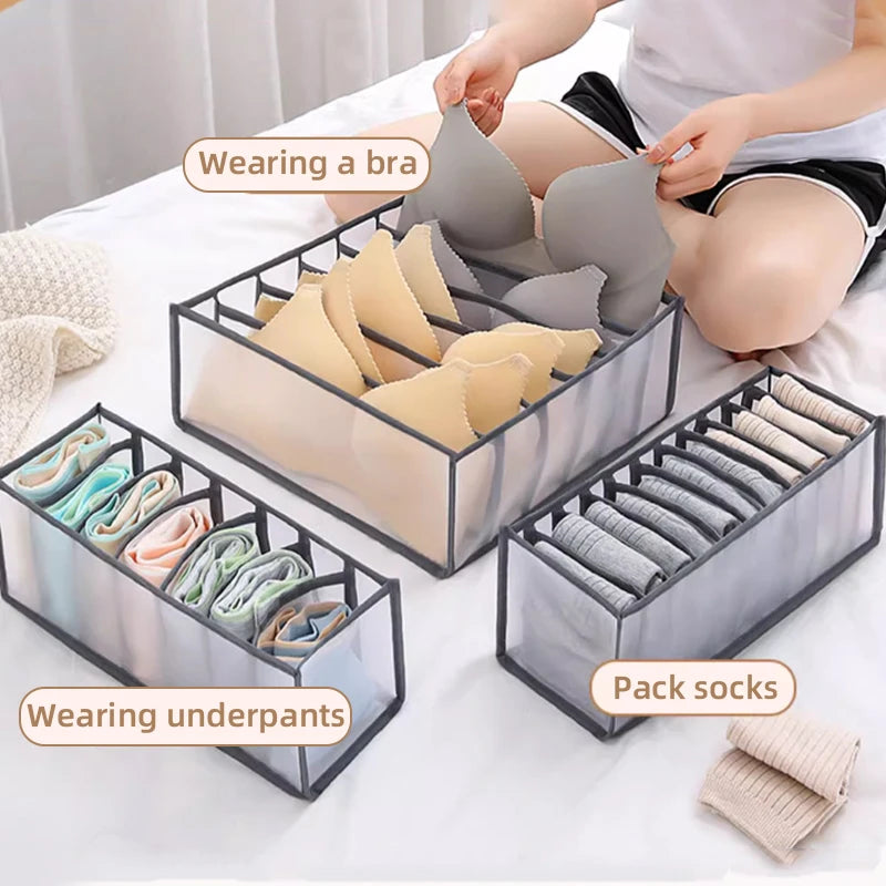Foldable Drawer Organizer Boxes for Underwear, Socks & Bras