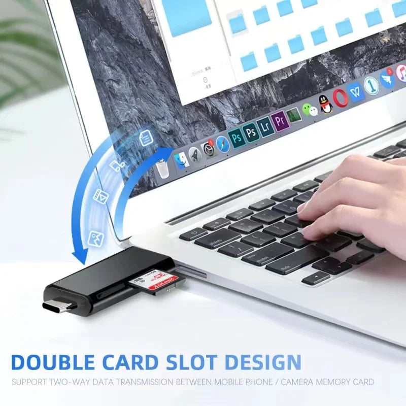 5-in-1 USB 3.0 OTG Card Reader – USB-C, SD & TF Adapter