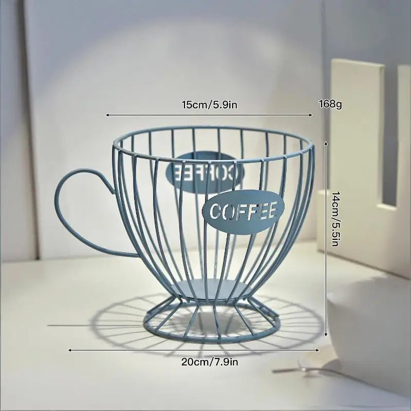 Metal Coffee Pod Organizer – Large Capacity Cup Storage Basket