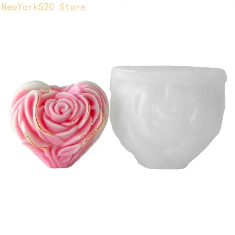Rose Heart Flower Silicone Mold – Soap, Candle & Resin