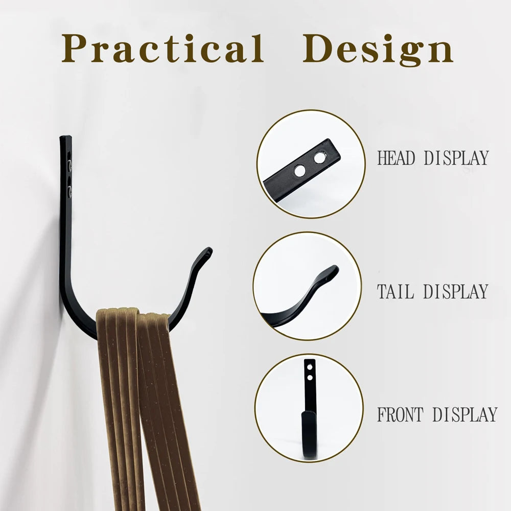 J-Shape Black Wall Mount Hook – Iron Coat & Towel Hanger