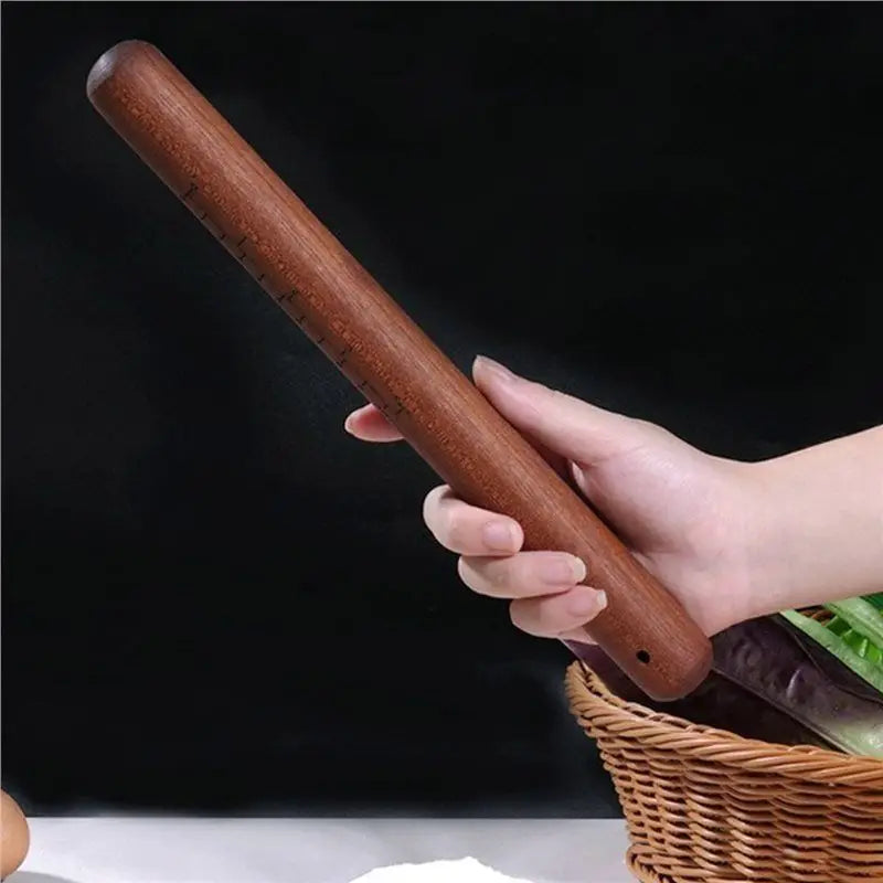 Red Sandalwood Rolling Pin with Scale – Non-Stick Solid Wood