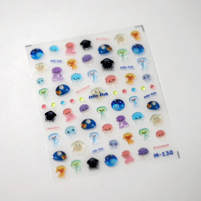 5D Embossed Turtle Nail Stickers – Frosted 3D DIY Decals