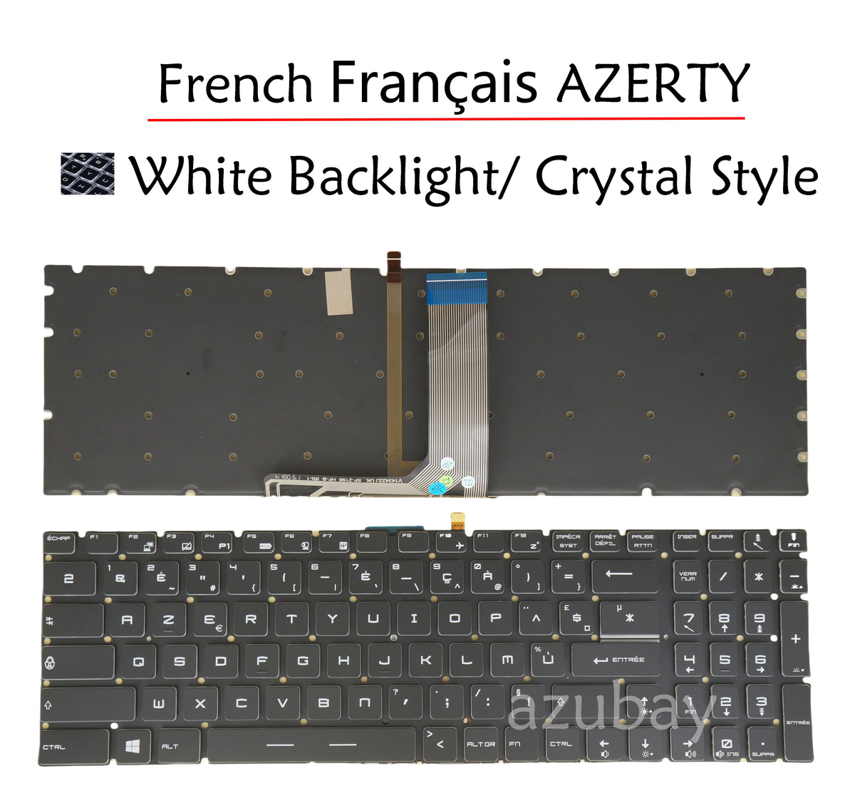 White Backlit Keyboard for MSI GT62VR GT72VR GT73VR | AZUBAY