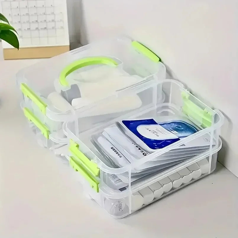 4-Layer Stackable Transparent Plastic Storage Organizer Box