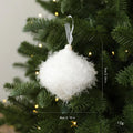 White Plush Christmas Ornament – Glitter Threads & Ribbon Loop