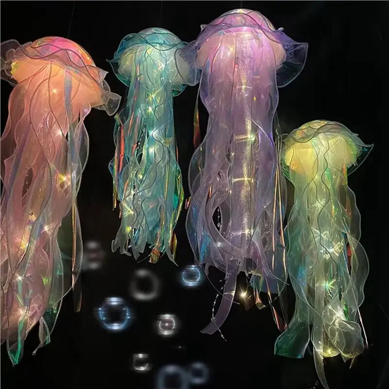 15-Pc Hanging Jellyfish Night Lights – Bedroom Atmosphere Lamp