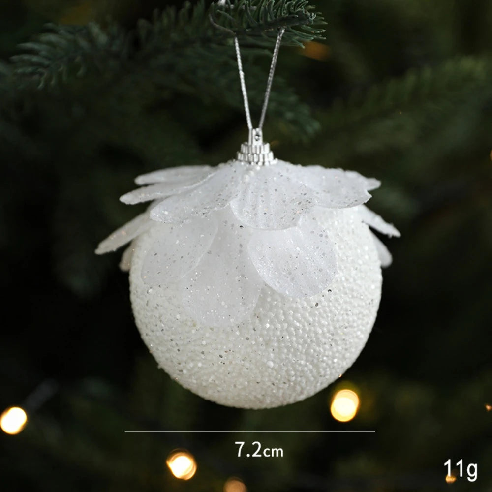 White Petal Foam Christmas Ball Ornament | Xmas Tree Décor