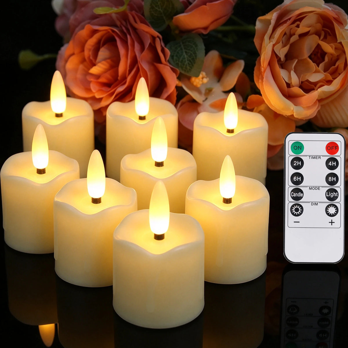 6-Pack Flameless LED Tea Light Candles with Remote & Timer