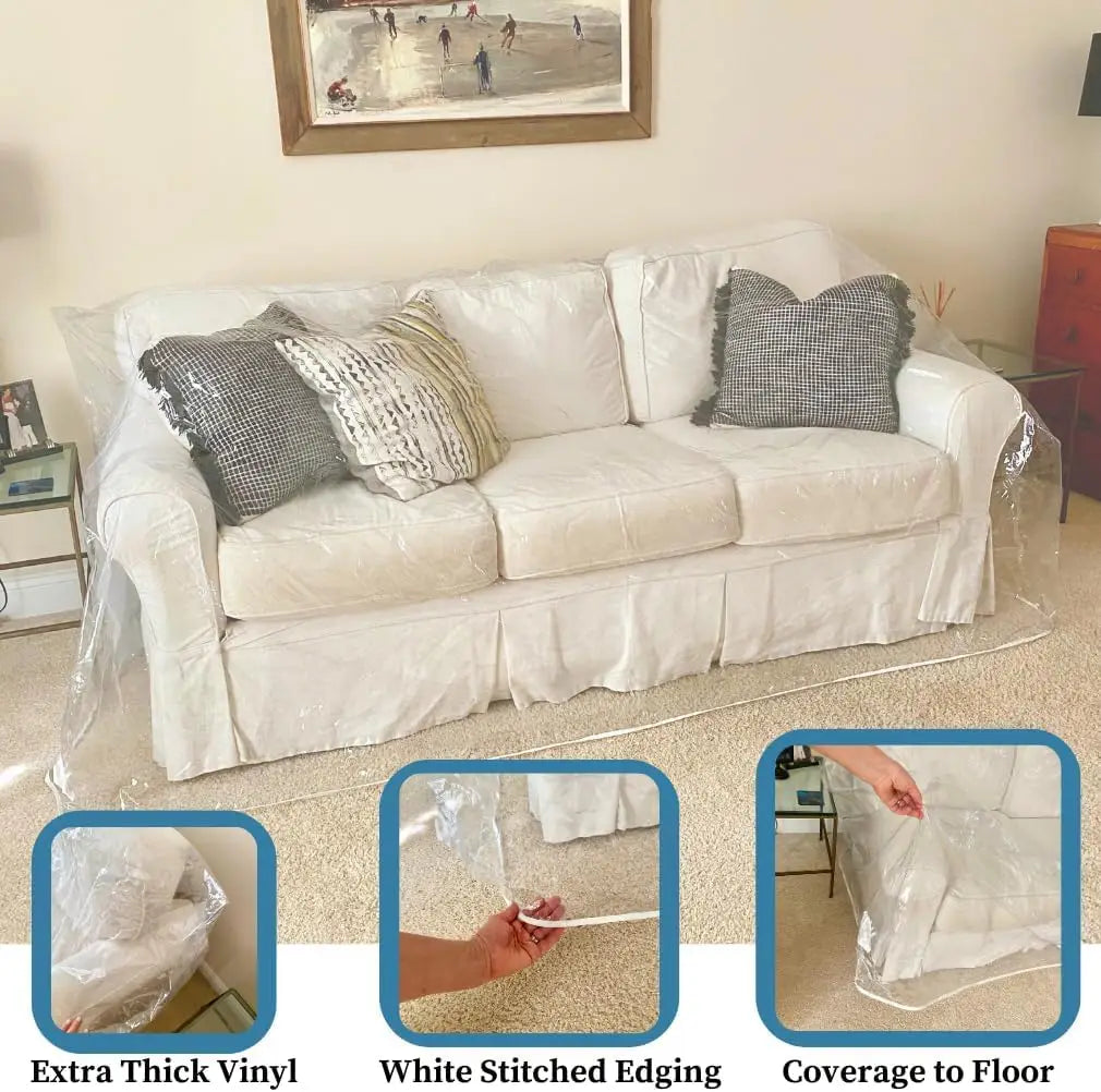 Clear Waterproof Sofa Cover – Heavy-Duty Pet Scratch Protector