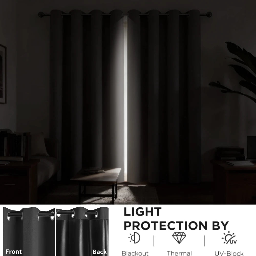 Blackout Thermal Eyelet Curtains – Light Blocking Drapes