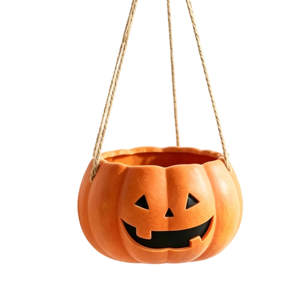 Halloween Pumpkin Hanging Planter | Plastic Succulent Flower Pot