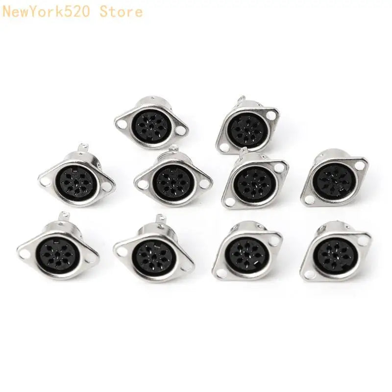 10PCS Female DIN Panel Mount Connector 3–8 Pin MIDI Adapter
