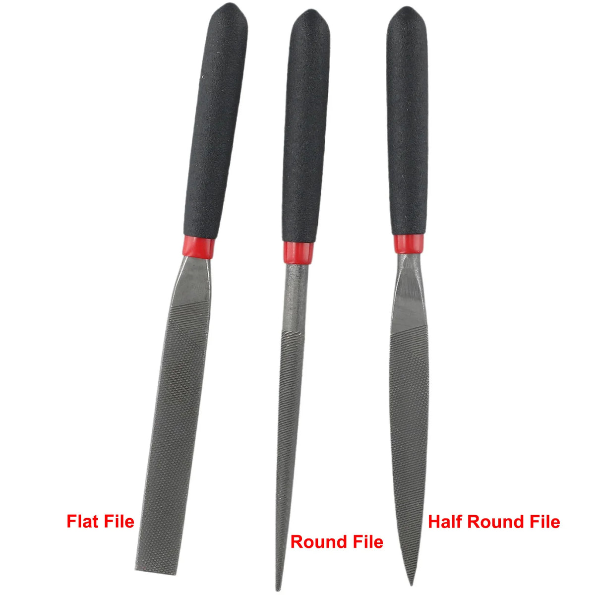Steel Mini Hand Files Set – Flat, Round & Half Round 118mm