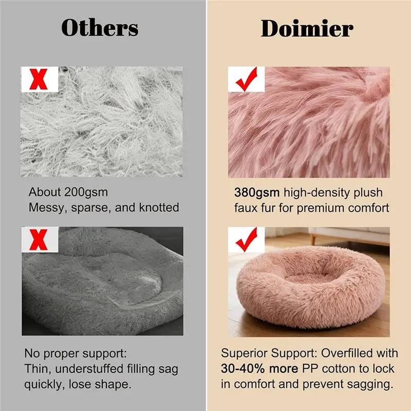 VIBE Plush Round Machine-Washable Pet Bed – Warm Dog Cat Bed