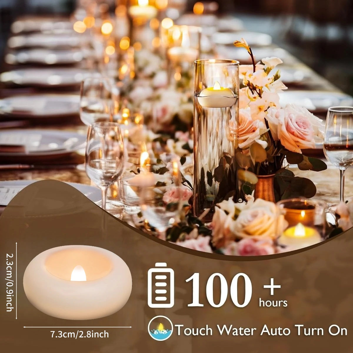Waterproof LED Floating Flameless Tealights – 12/24-Pack