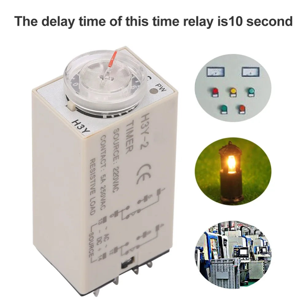 H3Y-2 Delay Timer Relay AC 220V 10s 8-Pin Time Relay