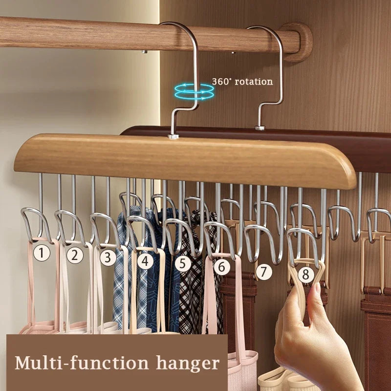 Wooden 360° Multi-Hook Hanger – Wardrobe Closet Organizer