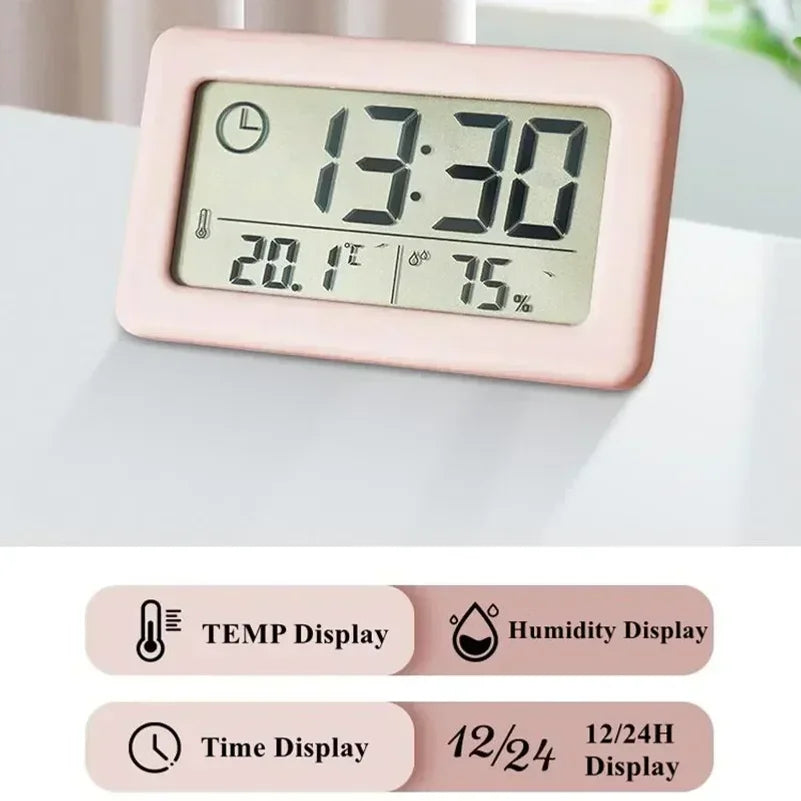 Mini Digital Clock Thermometer Hygrometer 12/24H Table & Wall