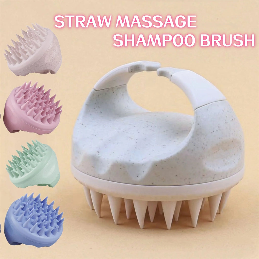 Silicone Scalp Massage Shampoo Brush | Eco Wheat Straw