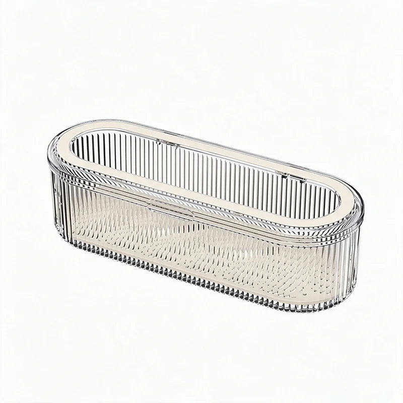 Transparent Dustproof Cutlery Storage Box with Lid