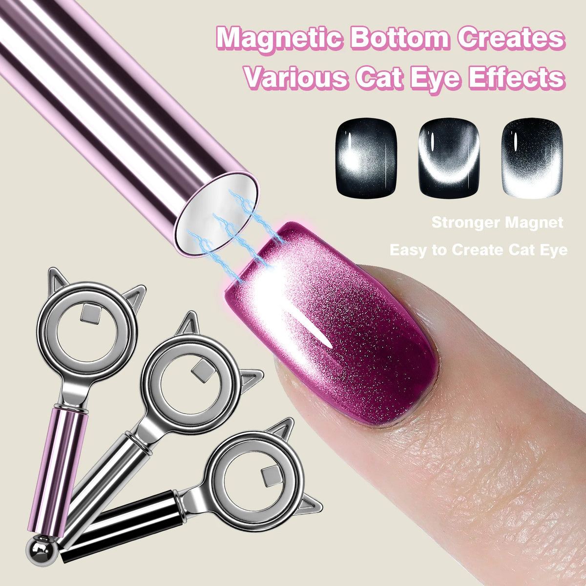 Cat Ear 3-in-1 Halo Ring Nail Magnet for Cat Eye Gel Art