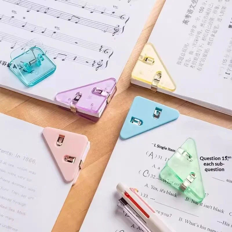 Triangle Paper Corner Clips – Multi-Color Plastic Page Holders