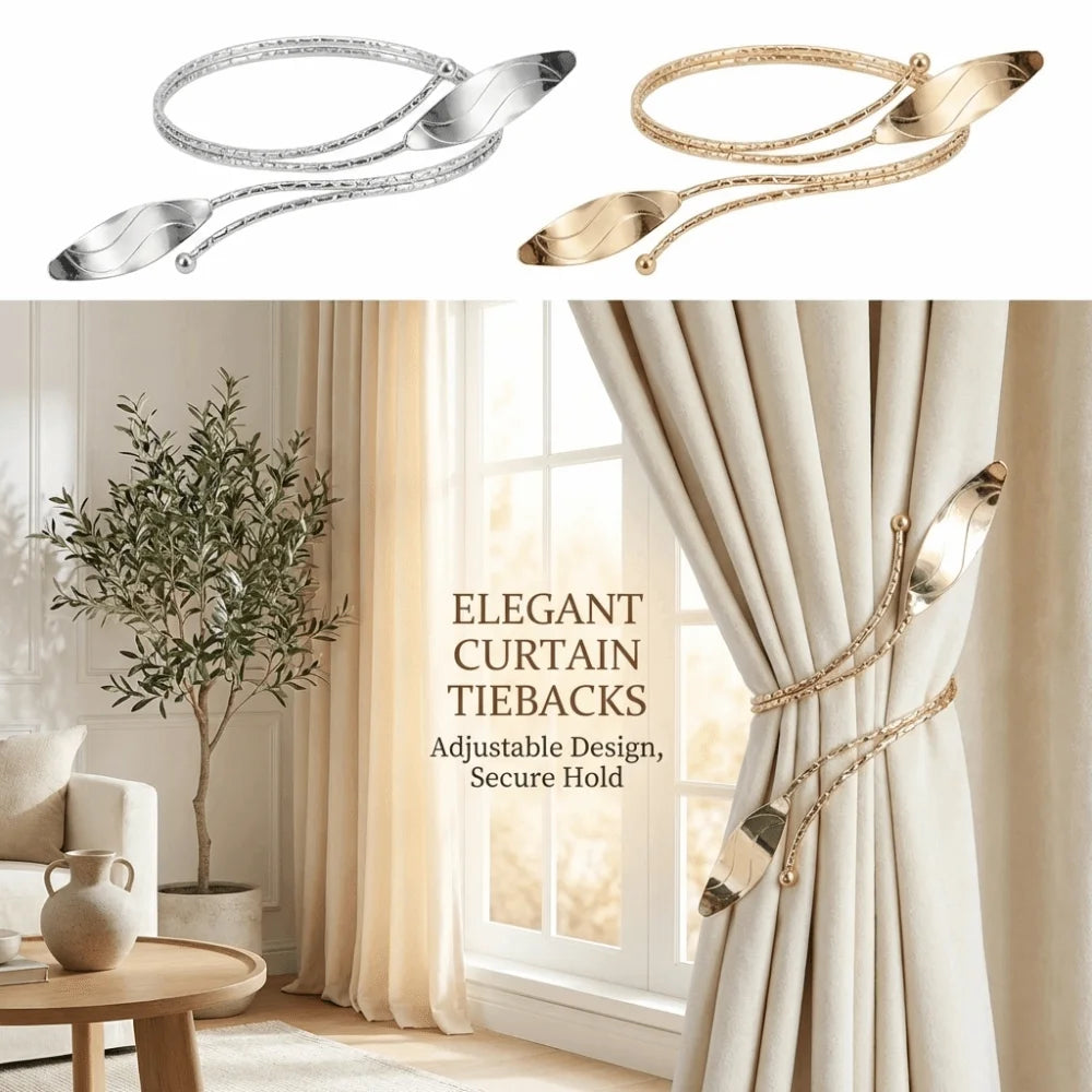 Leaf Shape Metal Curtain Tiebacks – Vintage Adjustable Clip