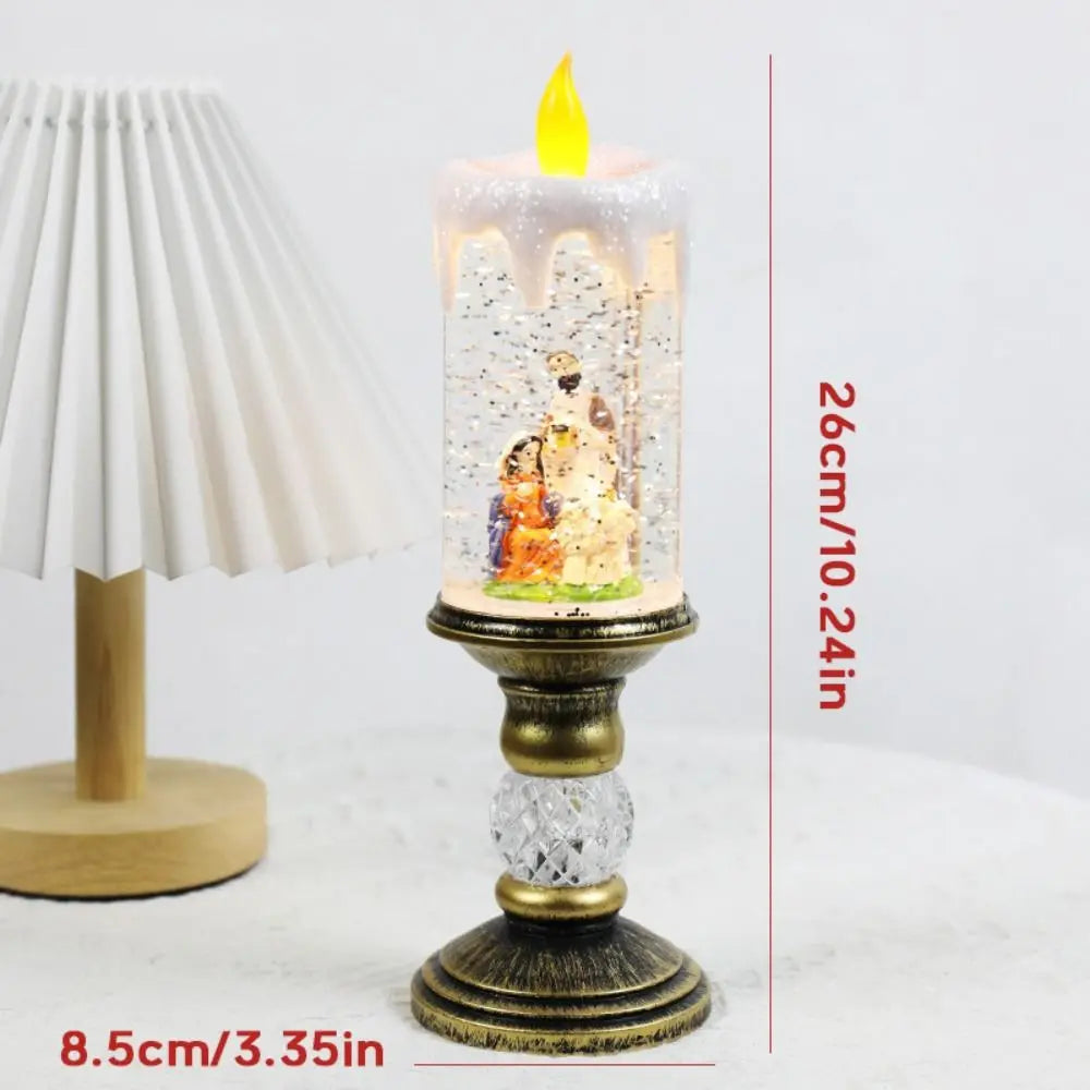 Santa Crystal Candle Light Snowflake Music Box Christmas Decor